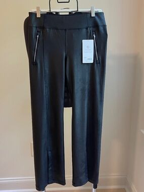 NWT Athleta Delancey Gleam Straight Leg Pant - Faux Leather Black - M/P
